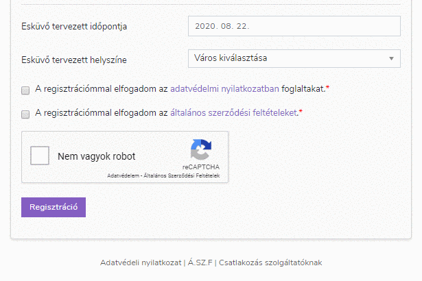 Esküvői szolgáltató regisztráció