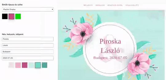 Esküvői webodlal tervező